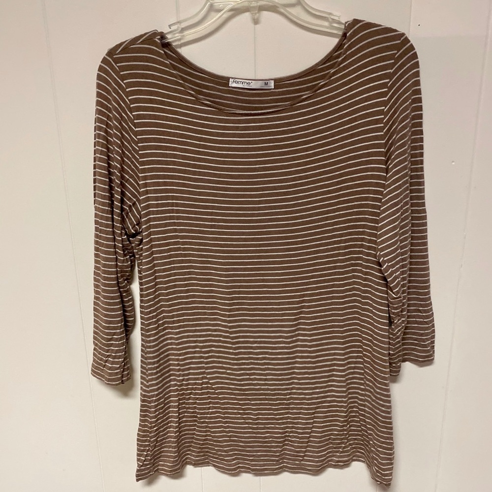 SOFT MOCHA STRIPED TOP - Picture 6 of 10